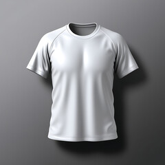 Digital Rendering of a Minimalist White T-Shirt on a Gray Background with Realistic Details. Eye - Catching and fresh design.