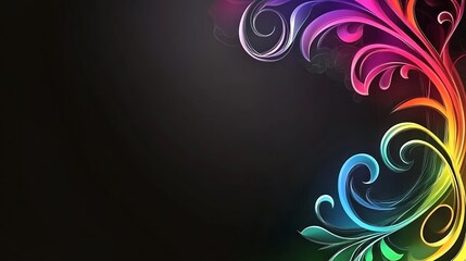 Rainbow Floral Design On Dark Background