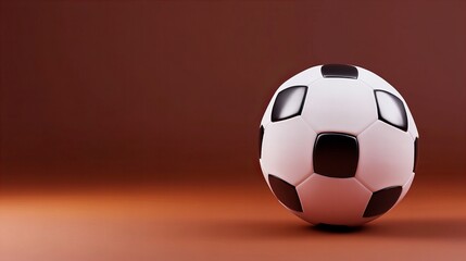Fototapeta premium Close-up of a classic black and white soccer ball against a rich brown background. Ready for the big game!