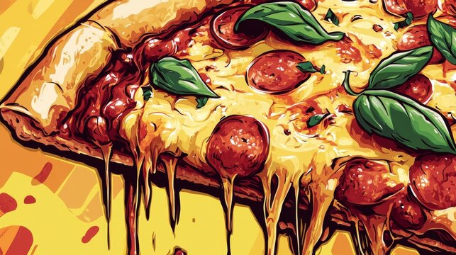 70.A vibrant vector illustration for Deep Dish Pizza Day, featuring a close-up of a golden-brown Chicago pizza pie with thick, bubbling cheese and hearty tomato sauce. The design is set against a
