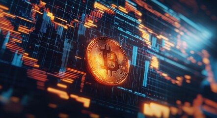 Fototapeta premium Bitcoin Cryptocurrency Digital Asset Investment Blockchain Technology Finance Market Trading