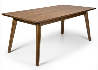 Modern brown wooden table isolated on white background