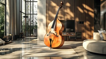 Double Bass in a Modern Interior