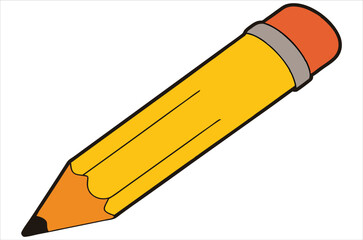 Pensil colored yellow on white background vector illustration