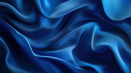 Fototapeta premium Closeup of rippled blue satin fabric as background texture