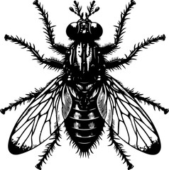 sketch illustration of a silhouette of a disease-carrying fly-winged animal.eps