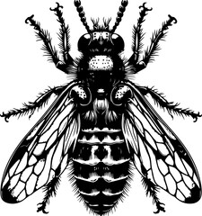 sketch illustration of a silhouette of a disease-carrying fly-winged animal.eps