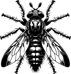 sketch illustration of a silhouette of a disease-carrying fly-winged animal.eps