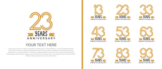 logo anniversary set. brown color with brown ribbon on white background for special event