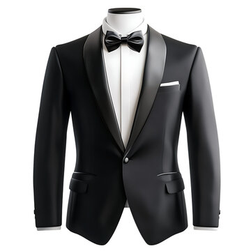 tuxedo Advertisement isolated on white background full depth of field 