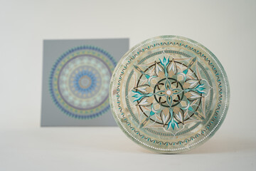 Close up mandala painting on isolated background.