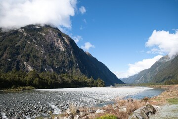 The fjord scene Milford Sound, New zealand.