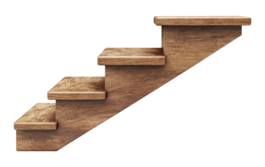 Wooden staircase isolated on transparent background