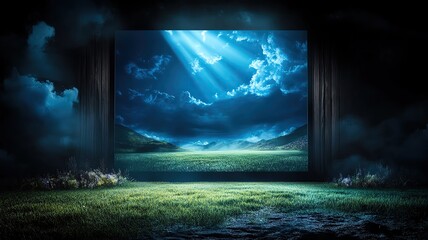 Obraz premium A serene landscape with light breaking through.