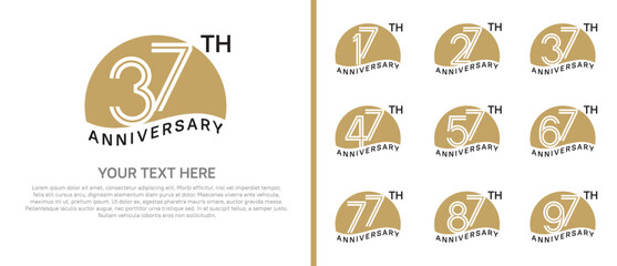 logo anniversary set. brown color with half circle on white background for special event