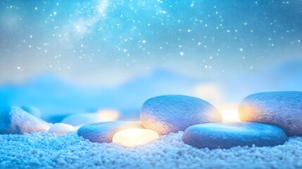 serene stones & glowing lights: blue serenity - blue hour/twilight:.