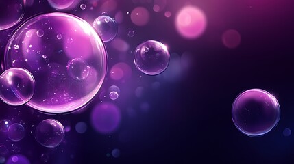 Abstract Purple Bubbles Floating In Dark Space