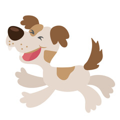 Running happy dog vector cartoon illustration