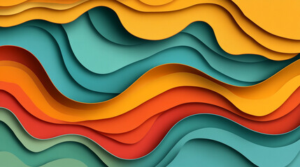 Colorful Abstract Paper Layer Design with Vibrant Wave-like Patterns. Bold and creative art showcases colorful wave-like patterns, perfect for backgrounds, wallpapers, and artistic publications.