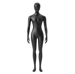 A full-body black 3D mannequin on a white background in front view.