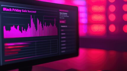 Analyzing black friday sale success trends digital analytics business insights online environment close-up view data visualization