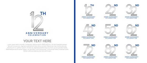 Obraz premium logo anniversary set. silver and blue color on white background for special event