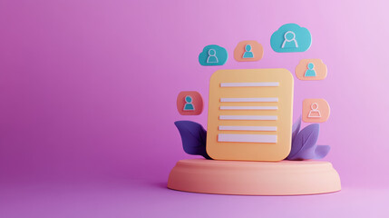 colorful illustration of document surrounded by user icons, symbolizing data management and