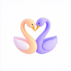 Fototapeta premium pair of swans forming heart shape, symbolizing love and unity