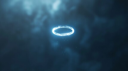 A blue circle with a white outline