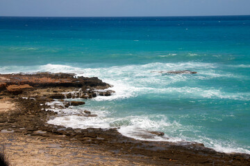 Playa Larga sand beach at the shore of the caribbean ocean in Santiago de Cuba