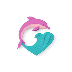 Obraz premium playful dolphin jumping over stylized wave in vibrant colors