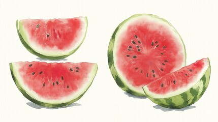 Vibrant Watermelon Slices Illustration
