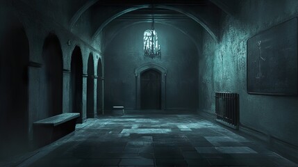 Fototapeta premium Dark Gothic Hallway: Exploring a Mysterious Interior