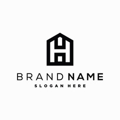 letter H house luxury logo design element vector template