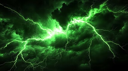 Obraz premium The awe-inspiring phenomenon of green thunder illuminating the night sky.