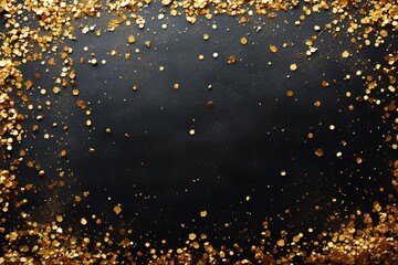 A vibrant black background adorned with golden glitter, perfect for celebrations.