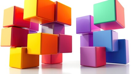 Obraz premium Abstract 3D Cubes - Dynamic Geometric Forms