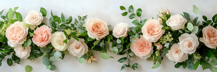 Peach & Ivory Rose Garland Illustration
