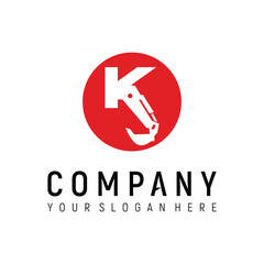 letter K excavator logo design element vector template