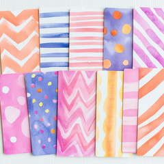 Colorful flashcards with playful patterns and vibrant designs