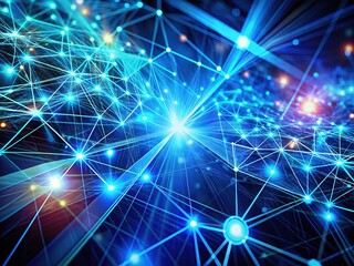 Fototapeta premium Abstract Glowing Blue Black Digital Network Art