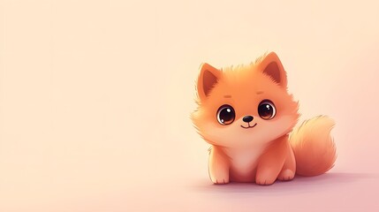 Obraz premium Adorable Orange Puppy: Cute Cartoon Animal Illustration