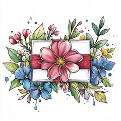 Vibrant Floral Envelope Illustration: Delicate Hand-Drawn Springtime Design. AI Generated