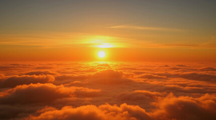 Obraz premium High-resolution professional-quality stock photo suitable for commercial use a majestic sunset scene, the sun's rays casting a golden glow through a layer of translucent high-altitude clouds. Warm 