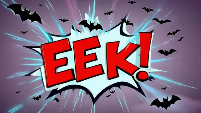 Comic-style eek text in a dramatic burst design, creating a fun and vibrant way to express excitement or surprise in visuals.