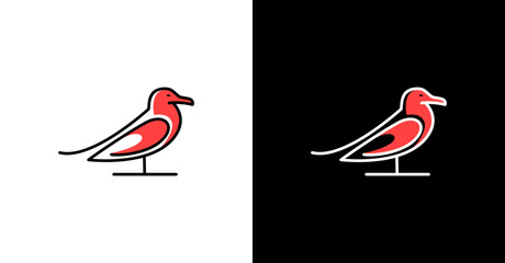 Beautiful Black Outline Seaguts Bird Animal Logotype Nature Wildlife Bird Outline Logo Design