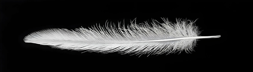 Obraz premium White Feather Photo on Black Background