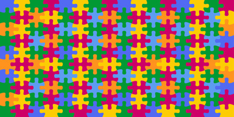 Background with jigsaw puzzle colorful vector image.