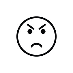 angry face emoji mad and disappointed expression outline vector
