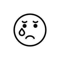 crying face emoji sad expression outline vector